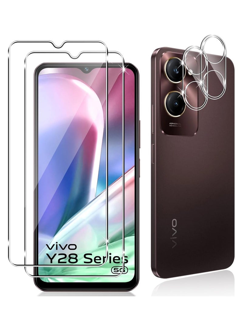 General [2 Pack] Screen Protector Compatible with VIVO Y28s 5G, with [2 Pack] Camera Lens Protector, 9H Hardness Bubble-Free, HD Anti-Scratch Tempered Glass  - Image 1