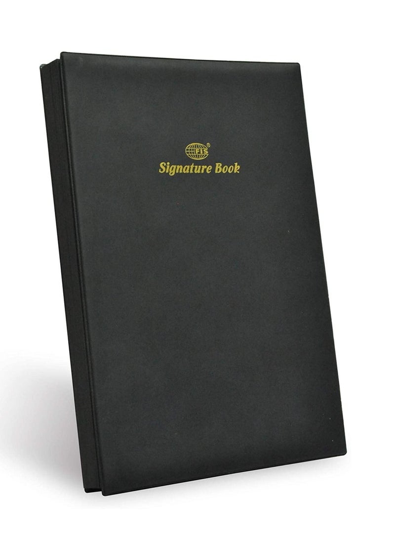 FIS كتاب توقيع FIS، غلاف من مادة PVC، 20 ورقة مع صندوق هدايا، لون أسود، 240 × 340 مم - FSCL20BKN - Image 1