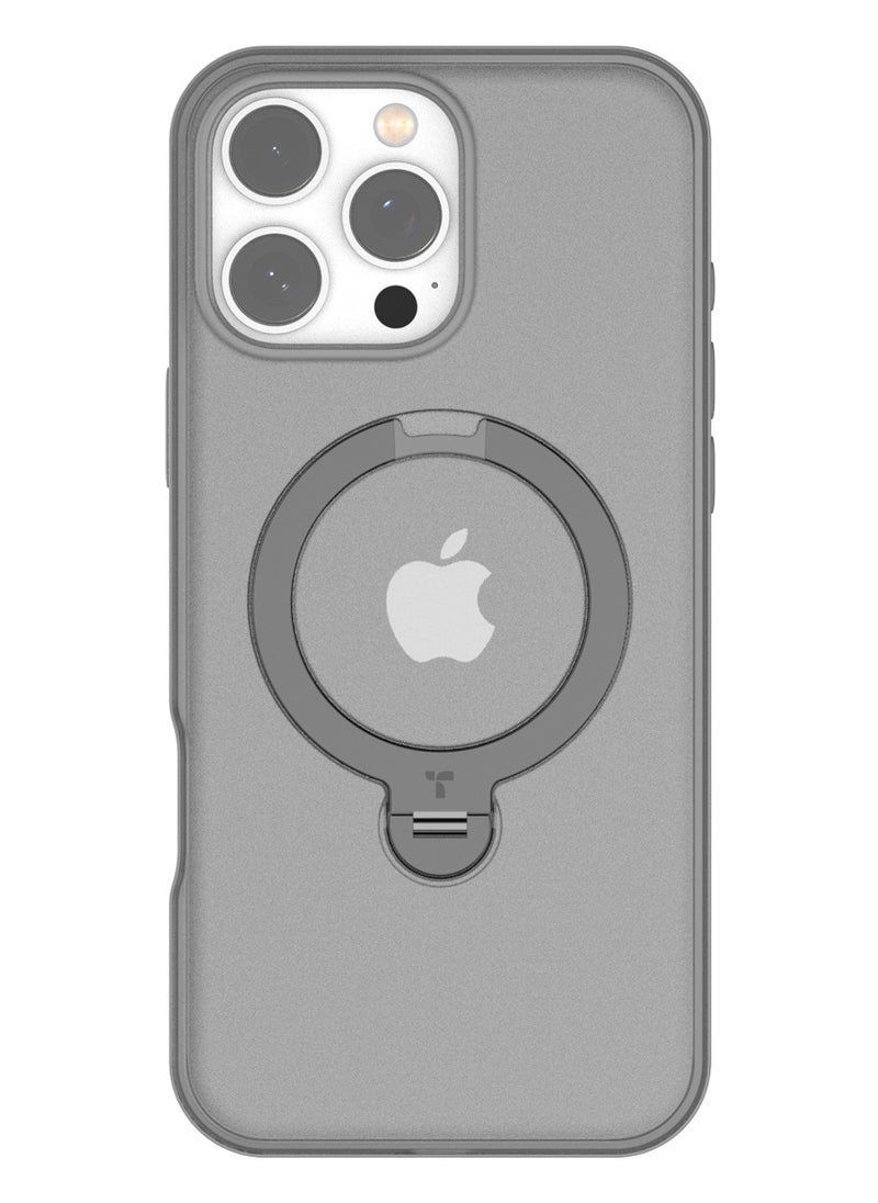 TORRAS Upgraded 360° Spin Magnetic Stand for iPhone 16 Pro Max Case, [Built-in Kickstand, Ring Rotatable Holder][Compatible with MagSafe][Mil-Grade Shockproof] Translucent Back 6.9 inch, Grey  - Image 2