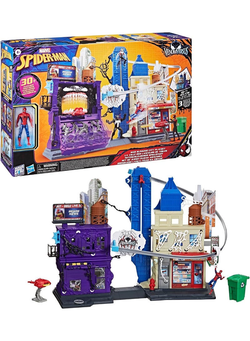 Marvel Spider-Man VenomVersus Web-Slinging City Playset with 4-Inch Action Figure & Accessories, 30+ Features, Super Hero Toy Playset for Kids Ages 4+ - Image 3