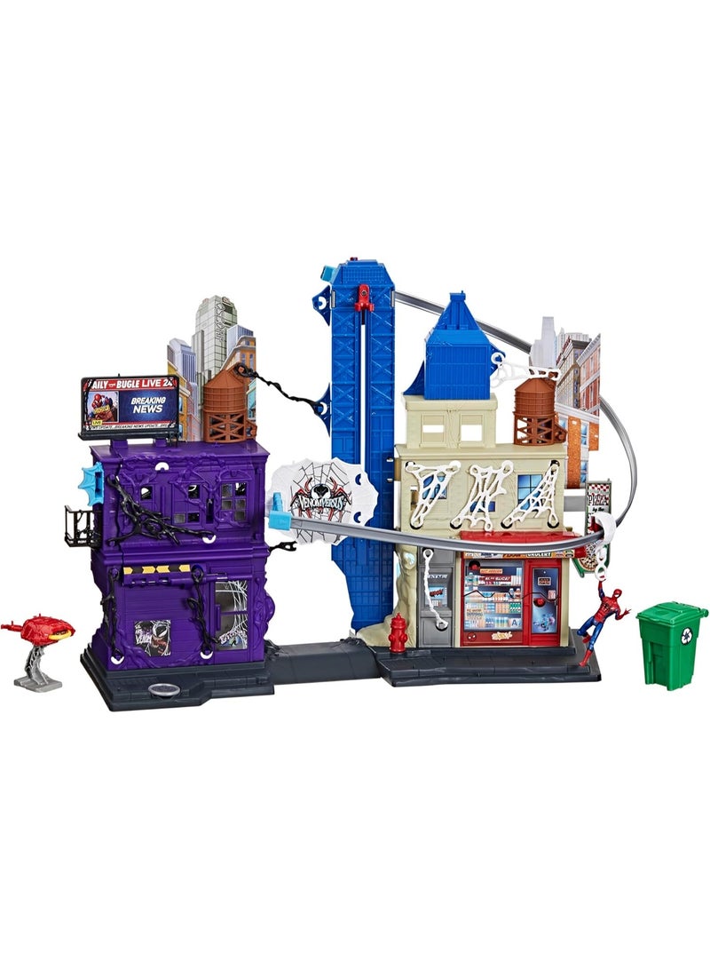 Marvel Spider-Man VenomVersus Web-Slinging City Playset with 4-Inch Action Figure & Accessories, 30+ Features, Super Hero Toy Playset for Kids Ages 4+ - Image 1
