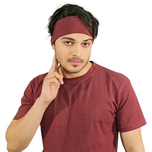 Soul Ethics Premium Cotton Gym, Sports, Yoga, Running, Hair, Elastic Headband for Men and Women with Non-Slip Fabric, Freesize (Maroon) - Image 1