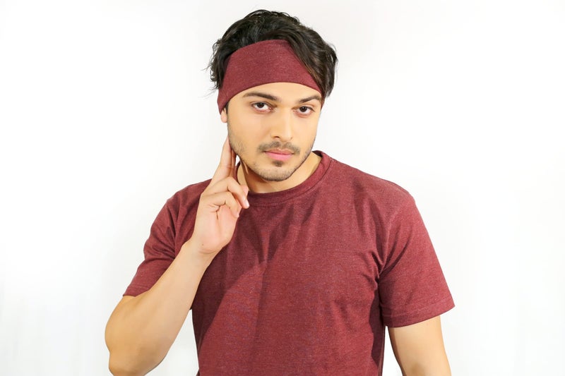 Soul Ethics Premium Cotton Gym, Sports, Yoga, Running, Hair, Elastic Headband for Men and Women with Non-Slip Fabric, Freesize (Maroon) - Image 5