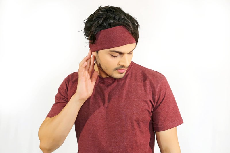 Soul Ethics Premium Cotton Gym, Sports, Yoga, Running, Hair, Elastic Headband for Men and Women with Non-Slip Fabric, Freesize (Maroon) - Image 4