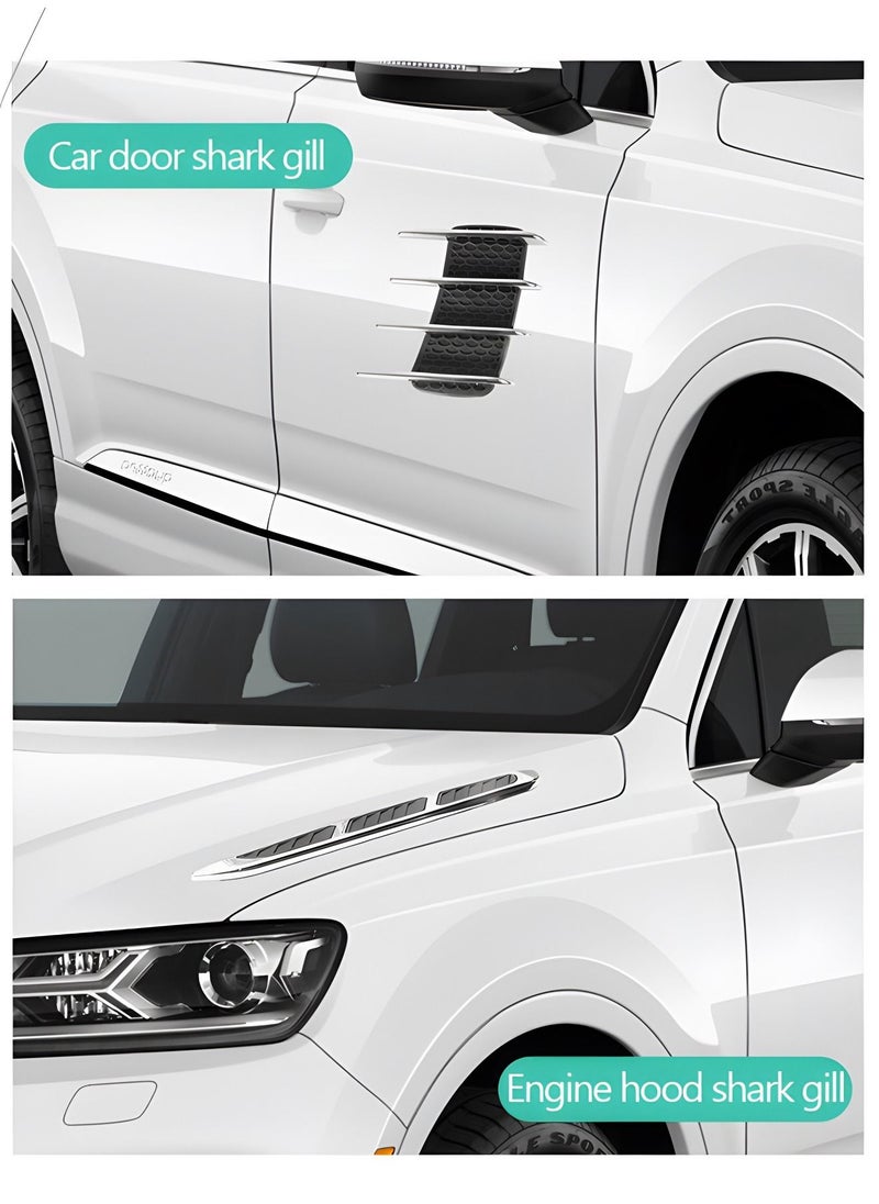 GROIC 4PCS Universal Hood Vent Air Flow Intake Chrome Grille Side Scoop Hood Cover Car Exterior Hood Side Door Decorative Cover Trim Sticker,Shark Gill Side Air Vent Decorative Sticker,Car Decoration  - Image 2