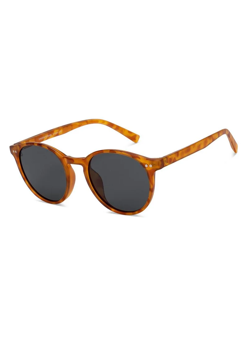 VINCENT CHASE Unisex Polarized Round Sunglasses - VC S16343 - Lens Size: 49 Mm