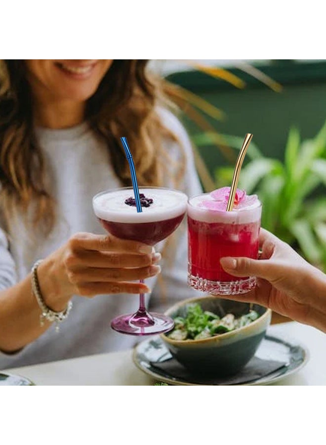 304 Stainless Steel Straw Spoon Creative Mate Tea Straw Mixing Spoon Tea Milk Tea Filter Straw Spoon-Specifications:Double-ring Blue Pipette Spoon  - Image 3