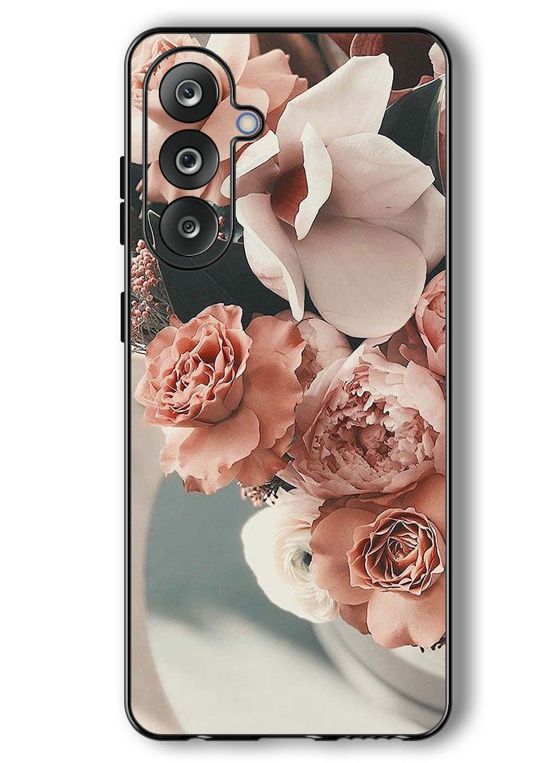 Theodor Case Compatible with Samsung Galaxy F36/ M36 6.7 Inch Protection Shockproof Bumper Cover Peach Roses - Image 1