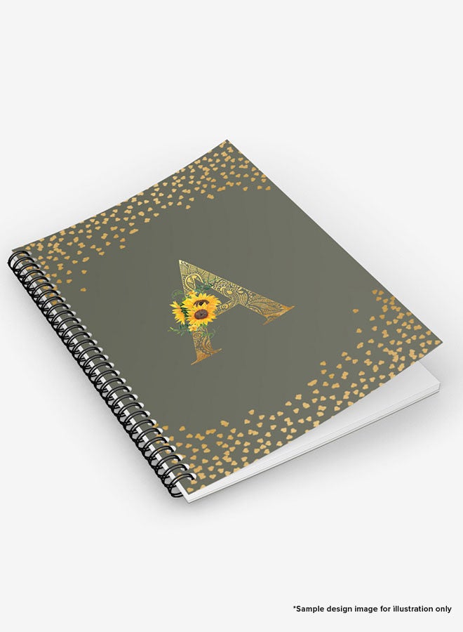 Stylizedd Designer A5 Spiral Notebook Memo Notepad Journal - Custom Monogram Initial Letter Mandala Floral Pattern Alphabet - A - Olive Green - Image 5
