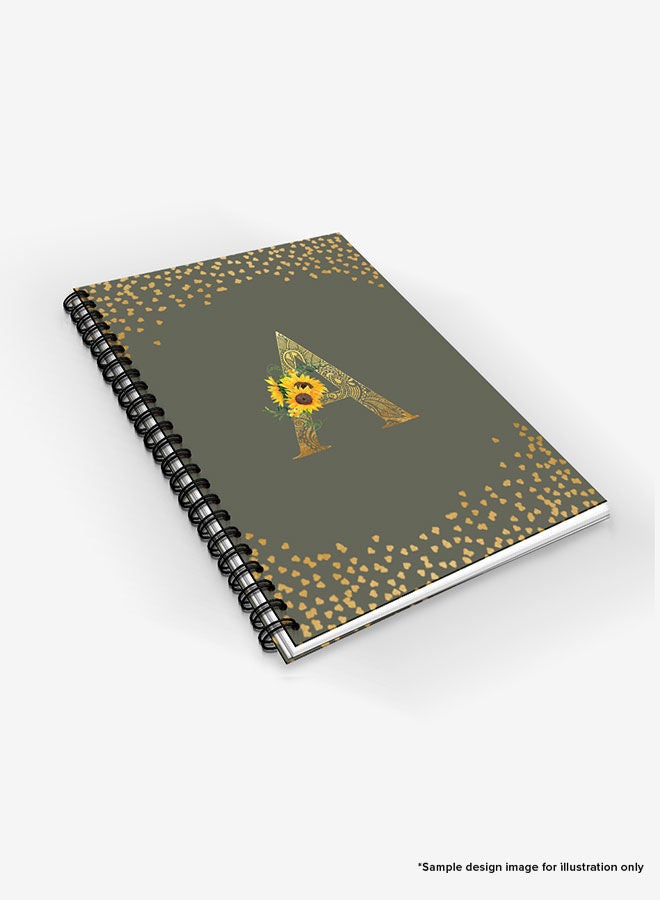 Stylizedd Designer A5 Spiral Notebook Memo Notepad Journal - Custom Monogram Initial Letter Mandala Floral Pattern Alphabet - A - Olive Green - Image 3