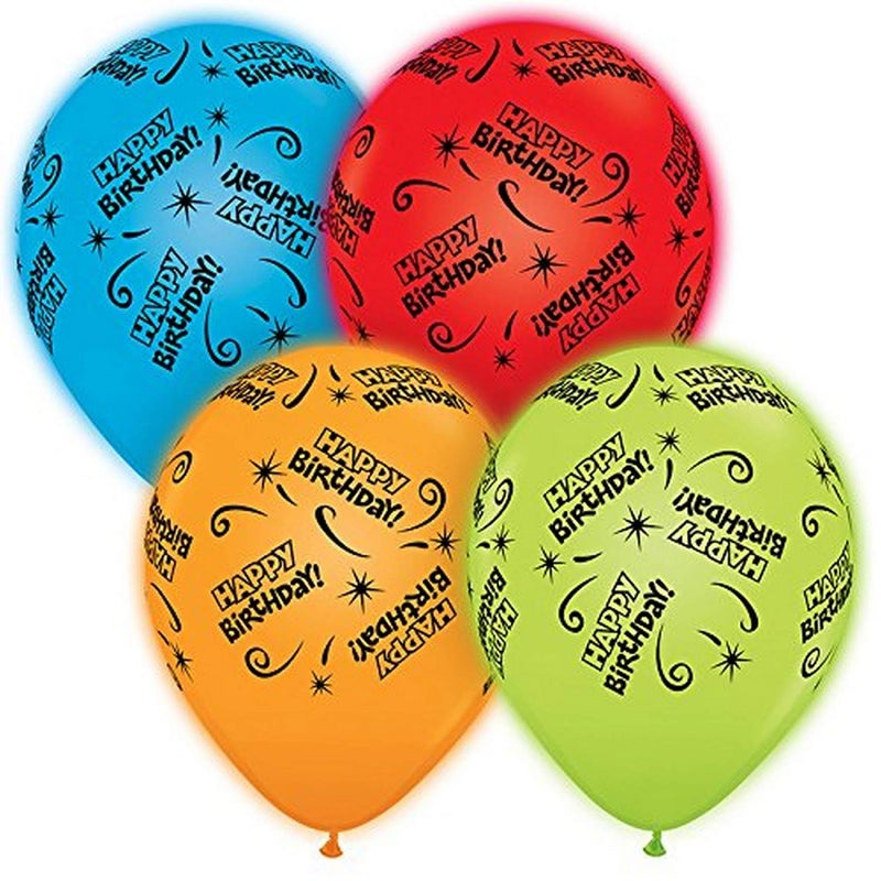 Qualatex QLite Led Lit 11 Round Latex Balloons Birthday 5Count Assorted Colors