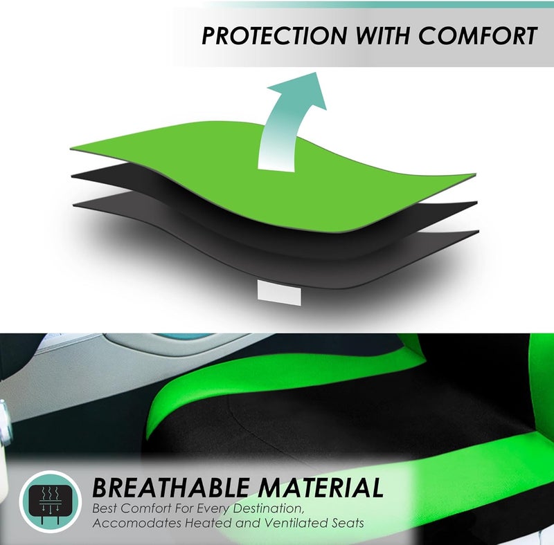 FH Group FB030GREEN115 full seat cover (Side Airbag Compatible with Split Bench Green) - Image 5