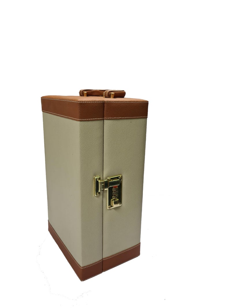 essart Bar Set with Acessories | Portable Leatherette Bar Set | Bar Set for Picnic | Bar Set for Travel | Bar Set for car in Cream-Tan Color - Image 5