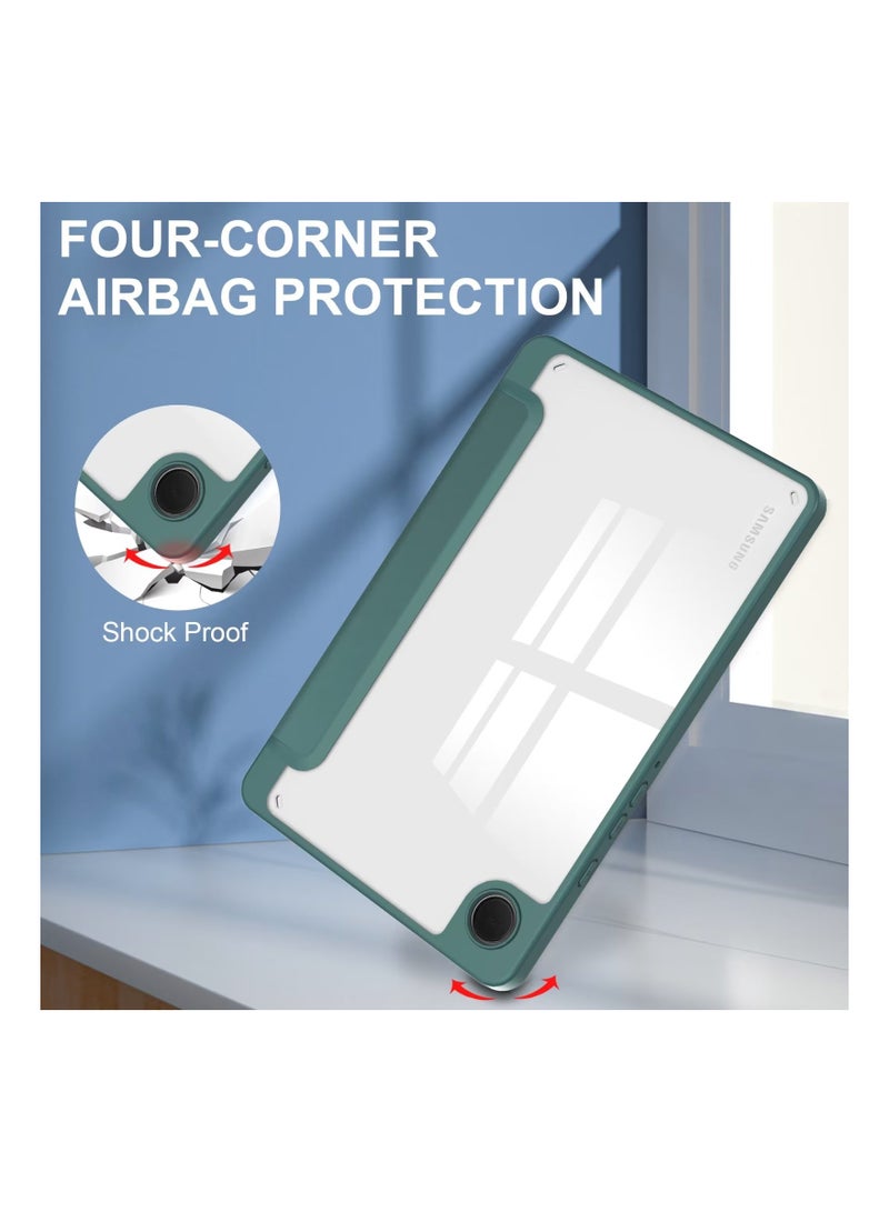 URBBKING Transparent Hard Shell Back Trifold Smart Cover Protective Slim Case for Samsung Galaxy Tab A9 Green - Image 5