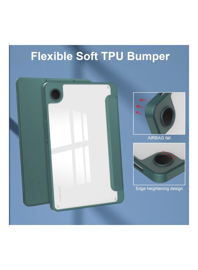 URBBKING Transparent Hard Shell Back Trifold Smart Cover Protective Slim Case for Samsung Galaxy Tab A9 Green - Image 4