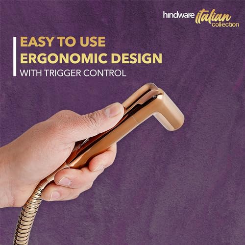 Hindware Italian Collection F160181RGD Health Faucet for Bathroom | Made of Brass | Comes with 1.25m SS Hose Pipe & Wall Hook | Bathroom Jet Spray | Color - Rose Gold | 1-Year Manufacturer Warranty - Image 4