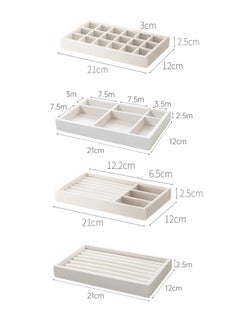 Ssovi Set of 4 Stackable Drawer Jewelry Storage Trays, Jewelry Drawer Insert Container Display Boxes for Earrings Necklaces Rings Bracelets - Beige  - Image 2
