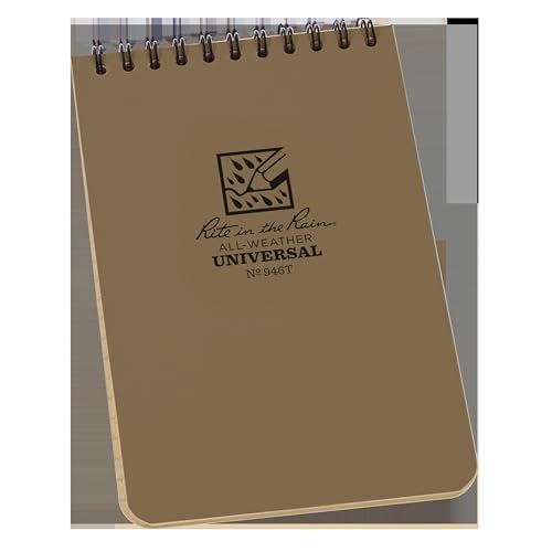 Rite in the Rain Weatherproof Top Spiral Notebook, 4" x 6", Tan Cover, Universal Pattern (No. 946T) - Image 1