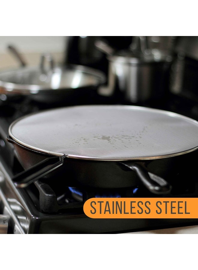 U.S. Kitchen Supply مجموعة من 4 شاشات تناثر كلاسيكية 13 بوصة 11.5 بوصة 10 بوصة و 8 بوصة من الفولاذ المقاوم للصدأ مع مقابض مريحة للاستخدام على الأواني المغلية ومقالي القلي لحماية من الزيت والشحوم، غطاء طهي آمن - Image 5