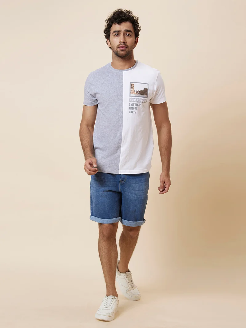 جلو باص شورت جينز رجالي أزرق بقصة عادية