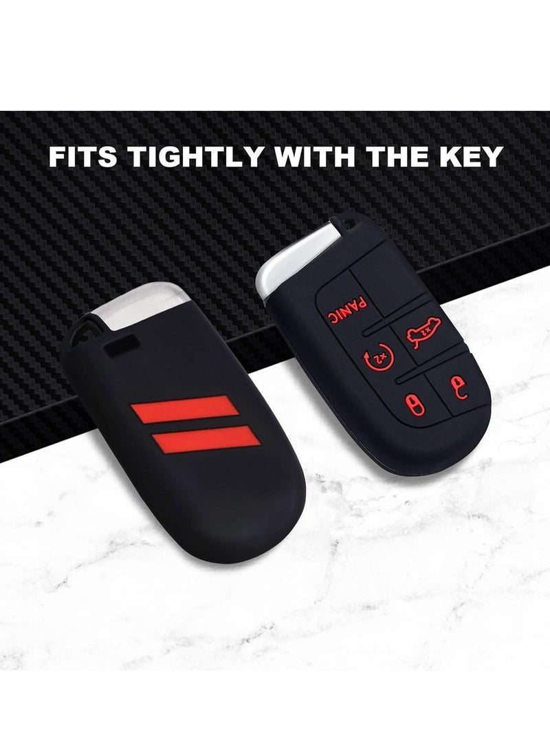Generic - 2 Pack Key Fob Cover For Dodge Accessories 5 Button Key Fob Case Silicone Key Fob Cover Replacement Remote Control Key Fob Shell Fit For Dodge Challenger Charger Dart Durango Journey - Image 1