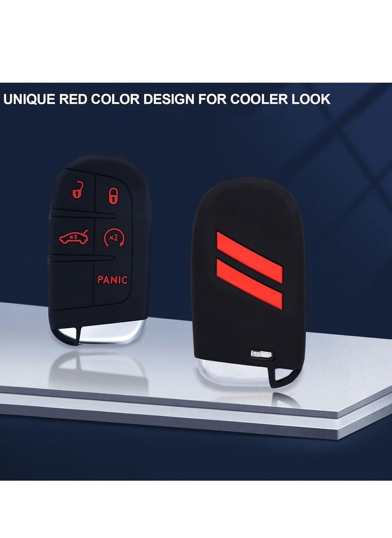 Generic - 2 Pack Key Fob Cover For Dodge Accessories 5 Button Key Fob Case Silicone Key Fob Cover Replacement Remote Control Key Fob Shell Fit For Dodge Challenger Charger Dart Durango Journey - Image 1
