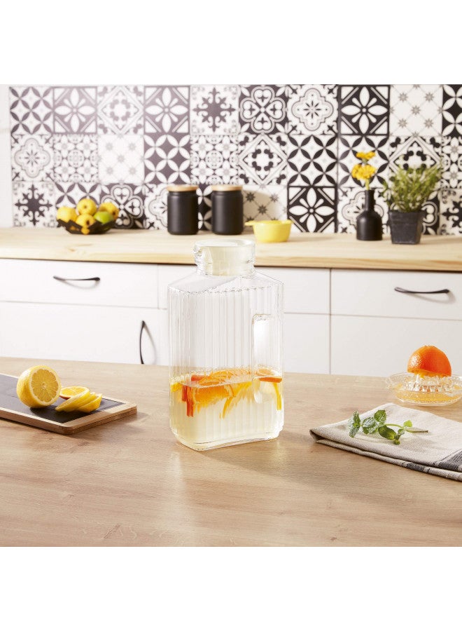 Luminarc Quadro 2-Liter Glass Pitcher with Lid, 67.5 Ounce, Clear/White - Image 2