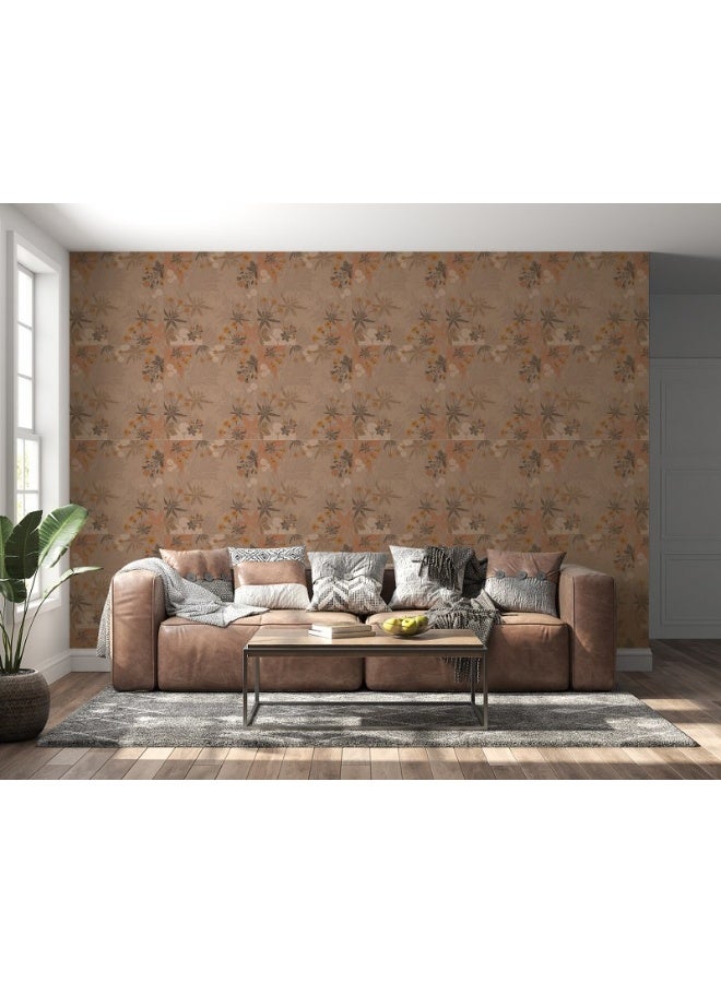 Home Gallery Pattern From Different Leaves Of Trees Fabric Wallpaper Covers An Area ​​Up To 4.2Mx3M With Adhesive  And Smoothing Tool  - Image 1