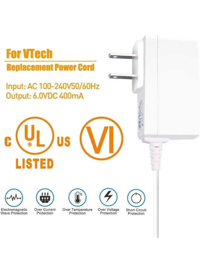 PLUSPOE 6V AC Charger for VTech Baby Monitor Power Adapter, UL Listed Long Cord - Image 2