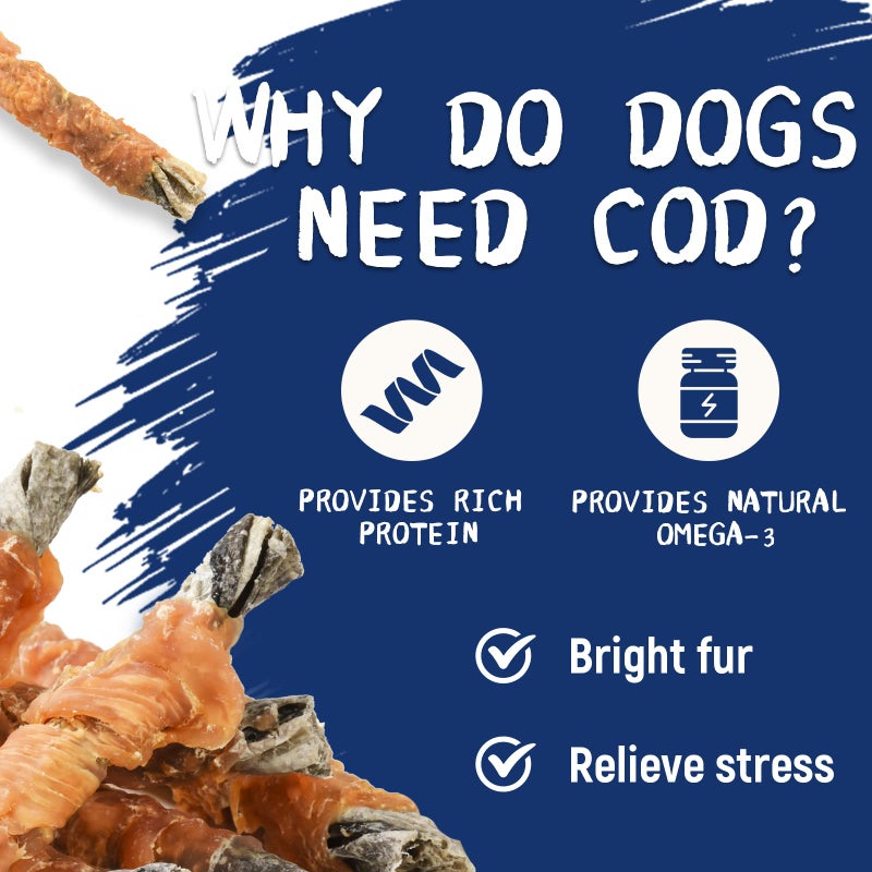 PAWUP Dog Treat Chicken Wrapped Cod Skins, Fish Chews Rolls for Medium Dogs, Healthy, Rawhide-Free, 12.5 oz - Image 5
