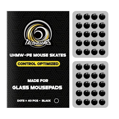 TALONGAMES Mouse Skates for Glass Mousepads | High-Density UHMW-PE | Universal Round Dots 6.5mm 40pcs | Ultra-Control Glide | High Wear Resistance | Silent Design | Rounded Polished (C-1 Black) - Image 1