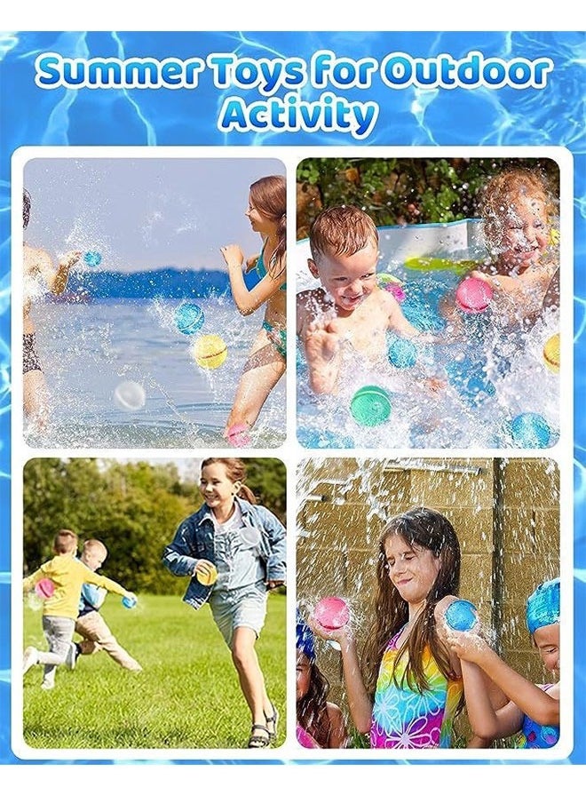 10 Pcs Colourful Summer Entertainment Water Playing Game Reusable Soft Silicone Quick Fill Water Balloons Pack Refillable Quick Fill Self Sealing for Water Fight Game, Water Park, Summer Party  - Image 4