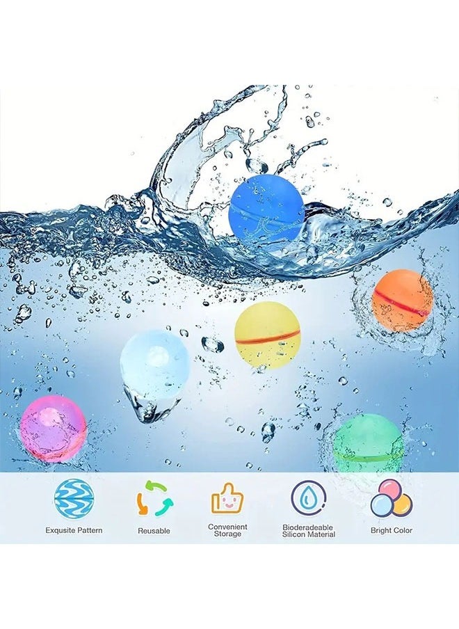 10 Pcs Colourful Summer Entertainment Water Playing Game Reusable Soft Silicone Quick Fill Water Balloons Pack Refillable Quick Fill Self Sealing for Water Fight Game, Water Park, Summer Party  - Image 5