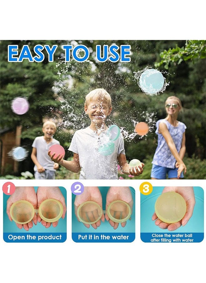 10 Pcs Colourful Summer Entertainment Water Playing Game Reusable Soft Silicone Quick Fill Water Balloons Pack Refillable Quick Fill Self Sealing for Water Fight Game, Water Park, Summer Party  - Image 3