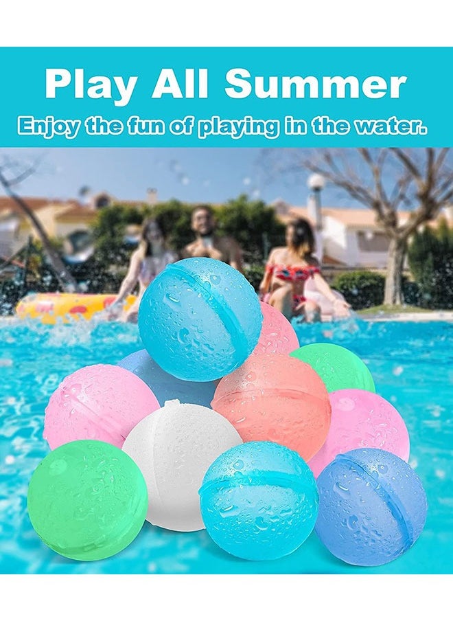 10 Pcs Colourful Summer Entertainment Water Playing Game Reusable Soft Silicone Quick Fill Water Balloons Pack Refillable Quick Fill Self Sealing for Water Fight Game, Water Park, Summer Party  - Image 2