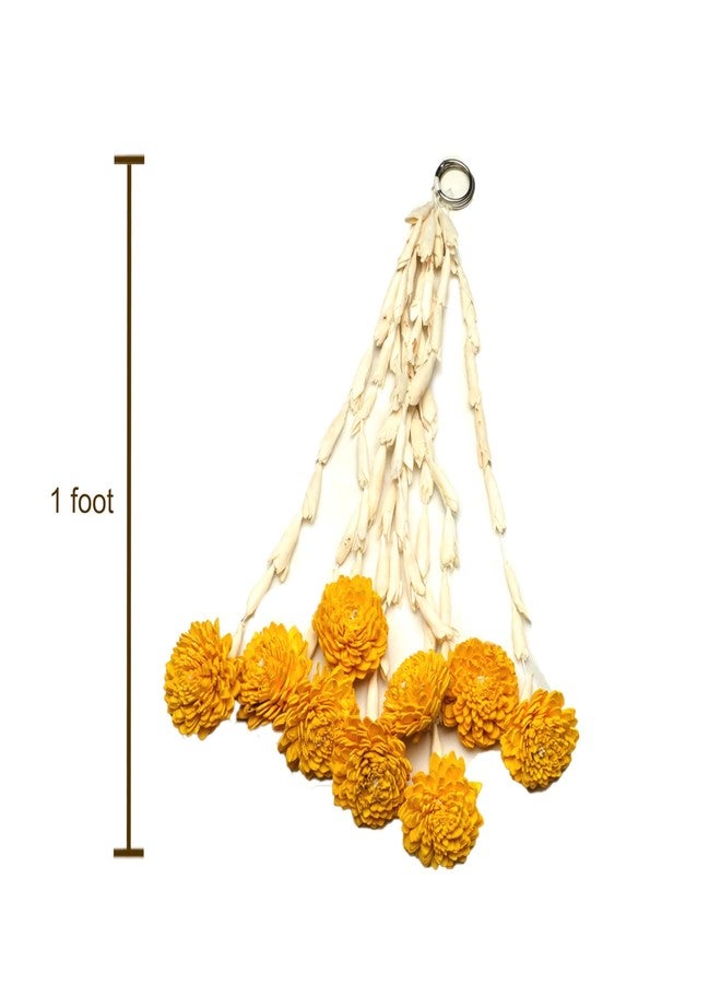 Desi Favors Lilly with Yellow Chamanthi/Chrysanthamums at the End, Lily Chamanthi Hanging, Artificial Garland for Indian Diwali/Pooja/Wedding/Mehendi/Haldi Decor, 1 Ft (Pack of 2 Rings with 6 Strings) - Image 5