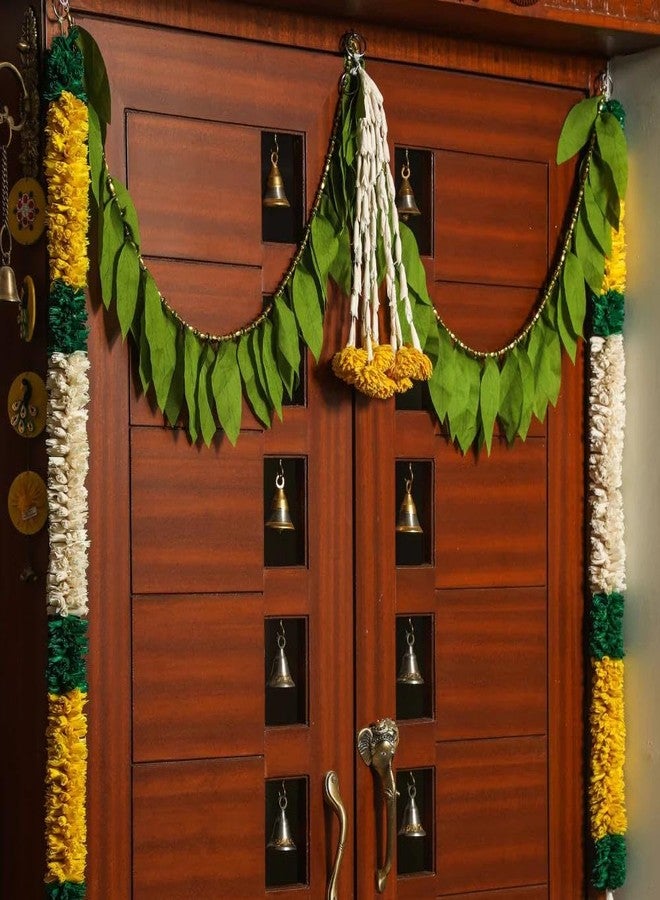 Desi Favors Lilly with Yellow Chamanthi/Chrysanthamums at the End, Lily Chamanthi Hanging, Artificial Garland for Indian Diwali/Pooja/Wedding/Mehendi/Haldi Decor, 1 Ft (Pack of 2 Rings with 6 Strings) - Image 3