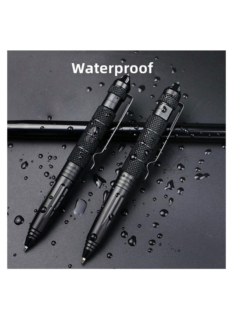 SYOSI - Military Tactical Pens, 2 Pack with 8 Black Refills, Emergency Self Defense & Glass Breaker Pen, Multi-Functional Survival Tac Pens Gifts for Men Dad Husband Him, for Travel, Camping, Hiking, Hunting - Image 1