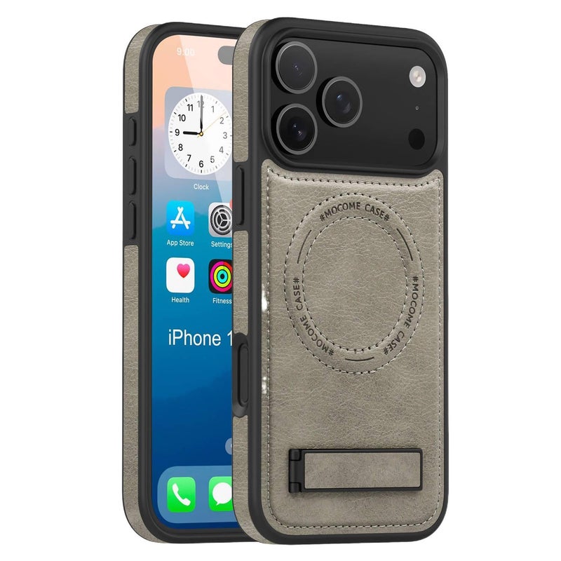 MagSafe iPhone 16 Scratch Resistant Protective PC Case for 16 Plus 16 Pro 16 Pro Max and Kickstand in Titanium Grey - Image 1