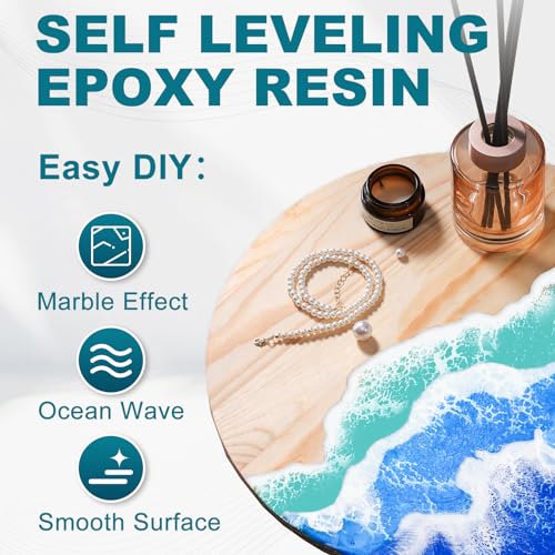 LET'S RESIN طقم راتنج الإيبوكسي LET'S RESIN، 1 جالون خالي من الفقاعات وشفاف كريستالي للإستخدام على الطاولات، الصب، الأعمال اليدوية، الفن، القوالب، المجوهرات (يشمل 0.5 جالون راتنج + 0.5 جالون مُعَزِّز) - Image 5