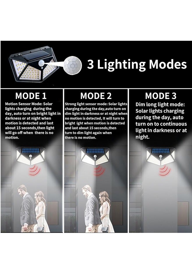 Hihonor 2 PCS Solar Lights Outdoor, 100 LED  Solar Lights,  Solar Motion Sensor Outdoor Lights with 3 Lighting Modes, Wireless, IP65 Waterproof, Solar Security Lights for Garden Patio Yard - Image 4