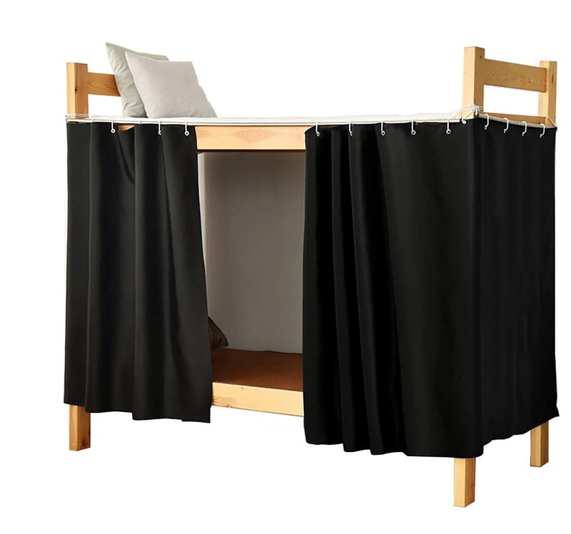 Teanea Full Size Bunk Bed Blackout Curtains HeavyDuty for Bottom Men Women Teens Black 2 Panels 472in Height