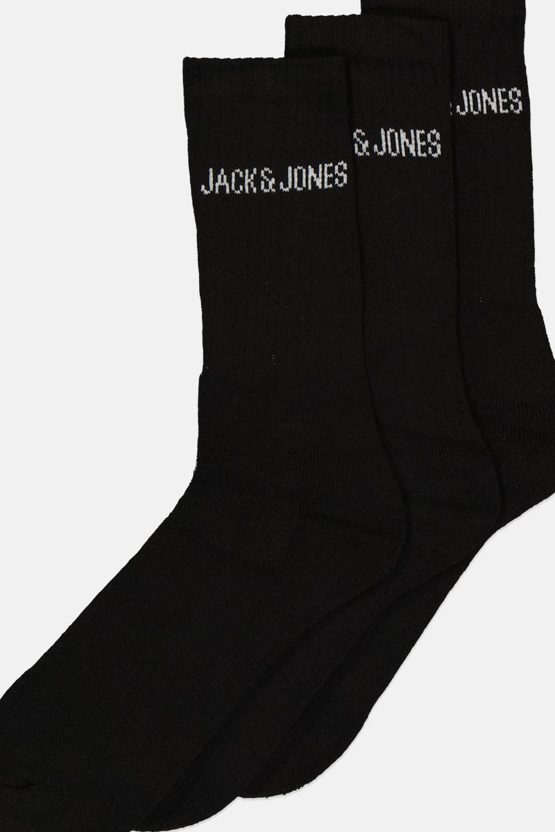 Jack Jones Men 3 Pairs Brand Logo High Socks, Black - Image 2