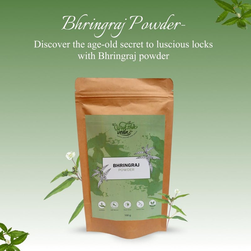 Vriksha Veda Vriksha Veda 100 Natural Bhringraj Powder for Hair Growth 100 gms  - Image 2