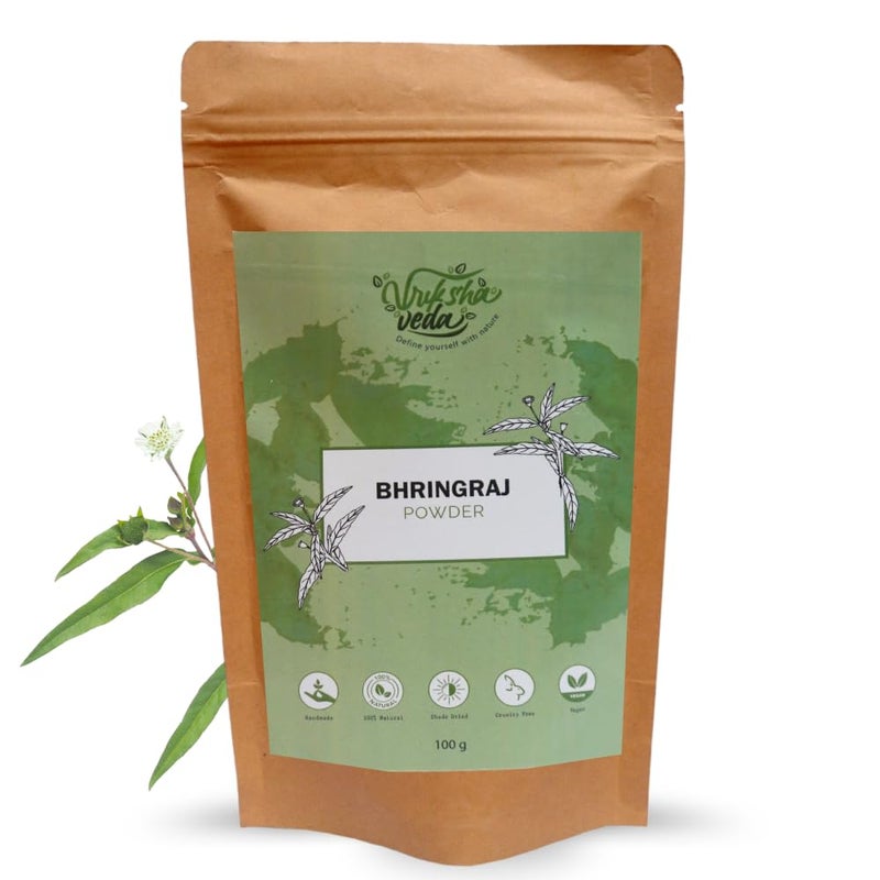 Vriksha Veda Vriksha Veda 100 Natural Bhringraj Powder for Hair Growth 100 gms  - Image 1