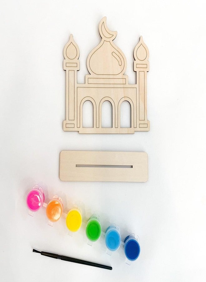 Haoser 3 Pcs Paint Your Own Masjid DIY Wood Kit | Ramadan & Eid Islamic Activity for Kids | Ramadan Wooden Decoration Mosque Wood Puzzle Craft Set with Paints | Eid & Ramadan Gift - 5.5x5 Inch - Image 3