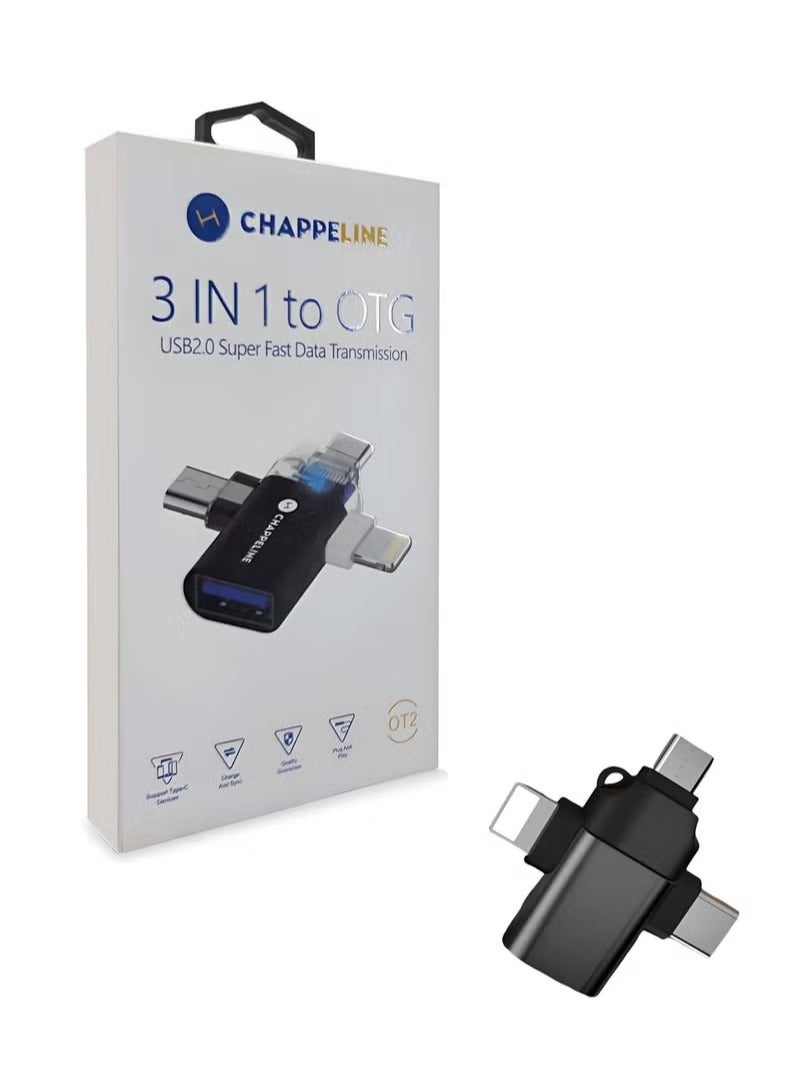 CHAPPELINE 3 In 1 OTG Adapter Type C Micro USB Lightning 2.0 OTG Adapter USB 2.0 Data Transmit - Image 4