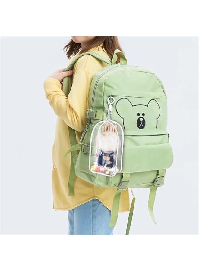 Clear Figure Display Bag for Labubu, Thickening Figures Storage Bag with Keychain, Medium Doll Hanging Blind Box, Portable Single Zipper Closure Dustproof Collectibles Case for Dolls, White  - Image 2