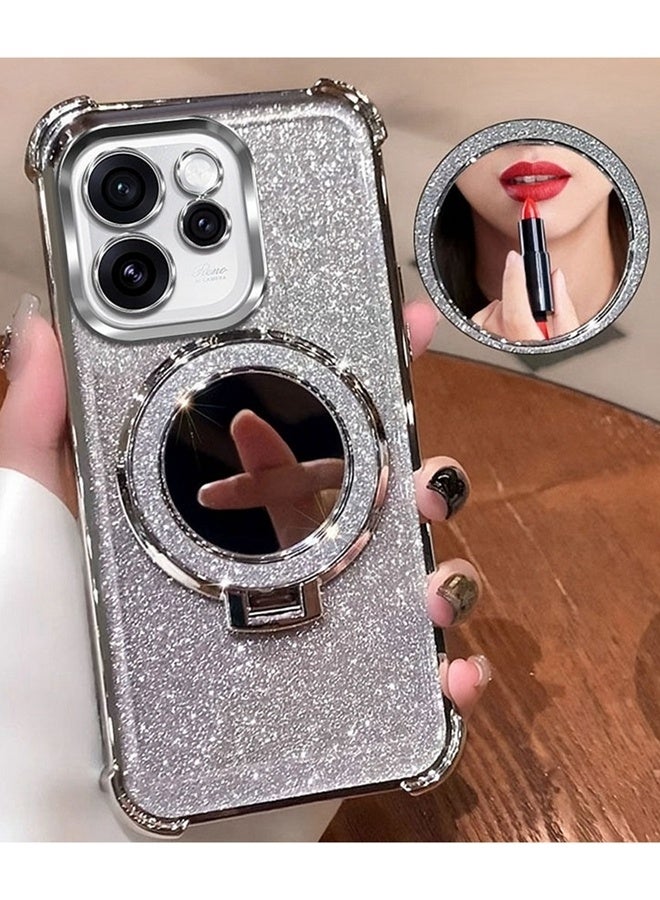 Magnetic Glitter for Oppo Reno 15 Pro Case ，Camera Lens Protector，Sparkly Stand，Makeup Mirror，Support Wireless Charging， Luxury Gradient Shockproof Oppo Reno 15 Pro 5G Cover - Image 5