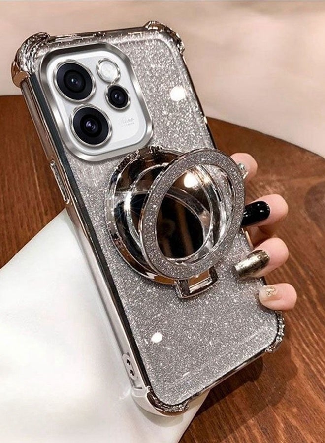 Magnetic Glitter for Oppo Reno 15 Pro Case ，Camera Lens Protector，Sparkly Stand，Makeup Mirror，Support Wireless Charging， Luxury Gradient Shockproof Oppo Reno 15 Pro 5G Cover - Image 2